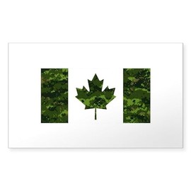 CafePress Canadian Flag with Green Camo Background Sticker Rectangle Bumper Sticker Car Decal