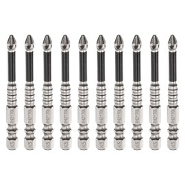 sourcing map 10pcs Impact Phillips Screwdriver Bit PH2 (#2) Anti Slip Tip 1/4" Hex Shank 2.8" (70mm) Long Magnetic Cross Screw Driver Industrial Power Drill Bits