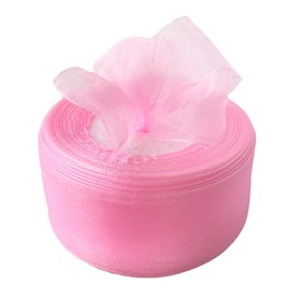 Bealif Pink Organza Ribbon 40mm, 45M Pink Chiffon Ribbon Sheer Hair Ribbon Gift Wrap Ribbon for Gift Wrapping, DIY Sewing Project, Florist Flower, Wedding Valentine's Day Anniversary Decoration