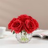 rubystory 7 Large Stem Rose Red Artificial Flowers in Vase,