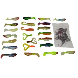 SANDAFishing Rubber fish set perch trout - 23 relax rubber bait classic 2 inch banjo twister 2 inch killer shad 2 inch double tail twister 2 inch lure 4 cm 5 cm 6 cm 14 jig hooks