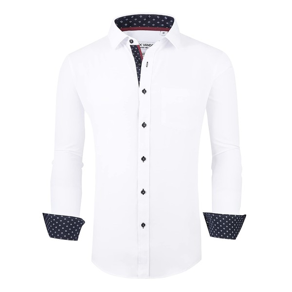 Alex Vando Mens Dress Shirt Wrinkle Free Regular Fit 4-Way