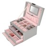 Three Layer Jewelry Storage Box PU Leather Necklace Rings Earrings