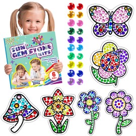atydkug Suncatcher Craft Sets for Children, Craft DIY Diamond Toys for Girls, 6 Pieces Flowers Gemstone Art Painting Sets by Numbers 5D Gemstone Diamond Art Craft Kits for Boys 6-12