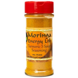 Moringa Turmeric 5 Spice Seasoning 4oz Fresh Turmeric Powder, Moringa Leaf Powder, Pink Himalayan Sea Salt, Black Pepper & Garlic. Moringa Shaker, 4 oz