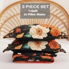 EVENHUG Floral Quilts Set Queen Size Black Sunflower Bedding Set