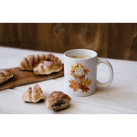 MAXIKIWI Glatte, langlebige Keramik-Kaffee- oder Teetasse für Zuhause oder Büro, perfekt für jeden Anlass, Herbstkaffee-Thema, 2–350 ml