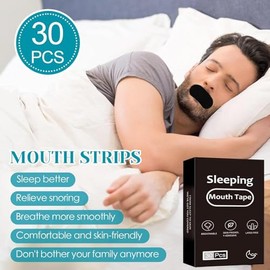 30pcs Cintas bucales para dormir,Reduce la sequedad bucal Parches para boca,Tiras bucales boquillas para mejorar la calidad del sueño y reducir los...