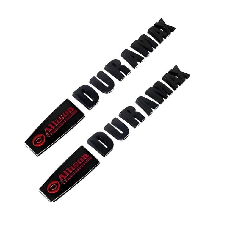 Duramax Badge Emblems 2-Piece in Black with Red for 2007-2020