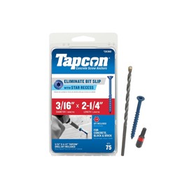Tapcon 28360 3/16x2-1/4 Blue Star Drive Bugle Head Concrete Anchors 75/Box