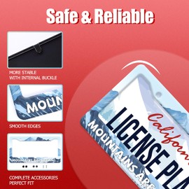 Mountains are Calling License Plate Frame Snow Mountain License Plate Stainless Steel Auto Parts Colorful License Plate Decorative with Screws Size 12.3" x 6.3"