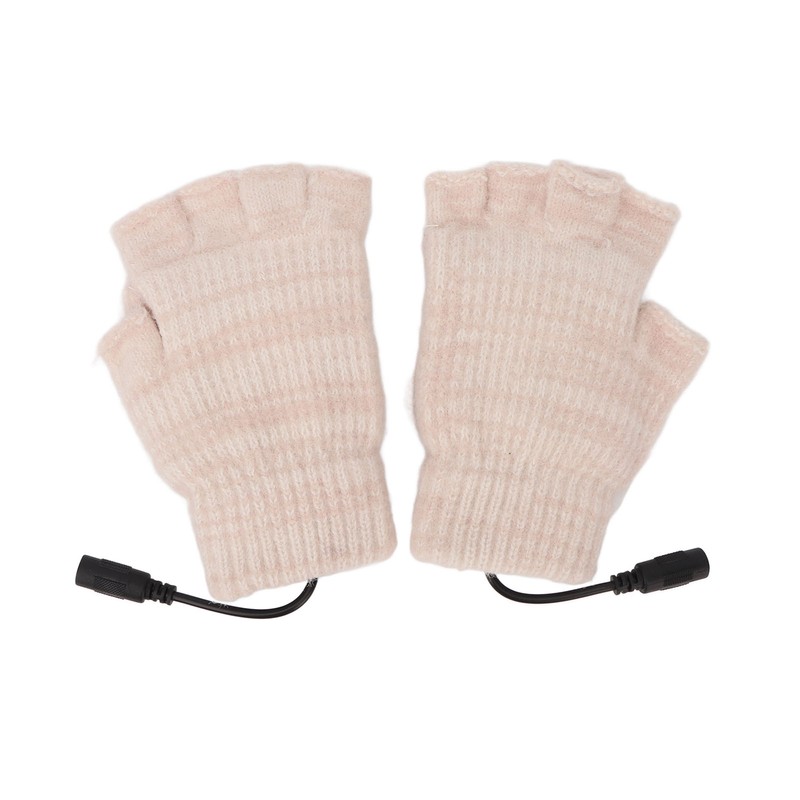 USB Heated Gloves Mitten Men Women Winter Knitted Fingerless Hand