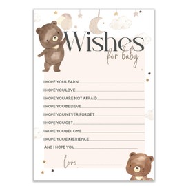 The Little Party Company Baby Shower Game - Pack of 10 Baby Teddy Bear Wishes For Baby Cards (BWISH10)