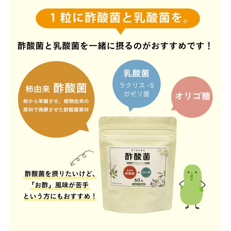 酢酸菌サプリ 酢酸菌サプリメント＋乳酸菌 3個セット