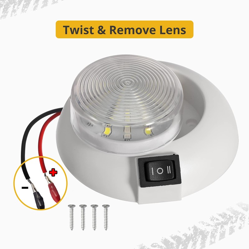 Partsam 1Pc 4 Inch Round LED Utility Dome Light Surface