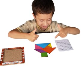 Toy Aprendiendo Tangram Chico para niños Madera ¡Sí Dura! - con GUIA - Desarrolla la Capacidad Espacial - Favorece el Conocimiento - Desarrolla la coordinación - Chico
