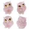 mookaitedecor Rose Quartz Owl Statue Sculpture Stone, Carved Animals Night