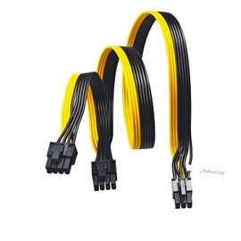 PCIe 6 Pin Male to Dual 8 Pin (6+2) Male PCI Express Power Cable for Modular Power Supply to GPU Splitter Cable Adapter 24.4" + 8.7" (62cm+22cm)
