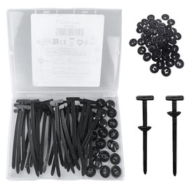 50PCS Universal Nylon Cable Tie Buckles with Storage Box – Self-Locking Zip Ties for Car Mudguards, Bumper, Trunk, Engine Guard – Cable Strap Clips for Motorcycle & Vehicle Repair