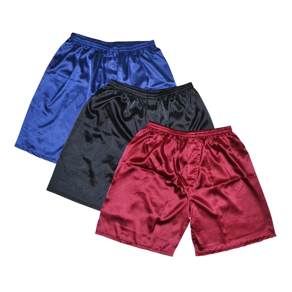 Tony & Candice Men's Satin Boxers Shorts Combo Pack Underwear, (3-Pack) (L)