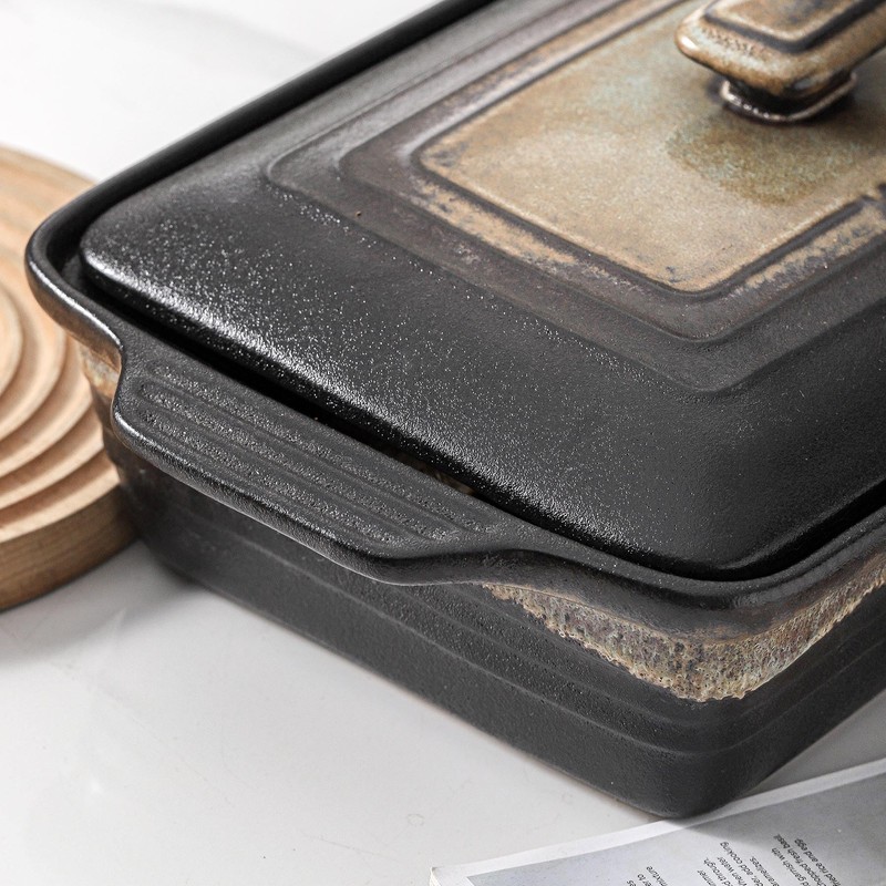 KOOV Ceramic Casserole Dish with Lid, Rectangular Baking Dish Set,
