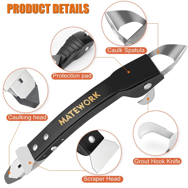 Caulking Tool Kit, Stainless Steel Caulk Remover Tool, 4 in