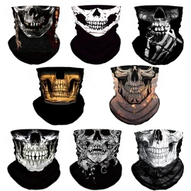 8 Pack Neck Gaiter Skull Motorcycle Face Mask for Men Women Face Cover Mask Head Wrap Balaclava Headwear (8Pc-Style A)