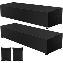 2 Pack Patio Chaise Lounge Covers, 600D Outdoor Lounge Chair Cover Waterproof UV Resistant, All Weather Protection, Windproof Design, Tear-Resistant Furniture Covers 80"L x 28"W x 14"H, Black