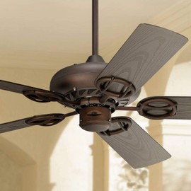 52" Orb Rustic Farmhouse Indoor Outdoor Ceiling Fan Oil Rubbed Bronze Brown Five Blade Wet Rated for Patio Exterior House Porch Gazebo Garage Barn - Casa Vieja