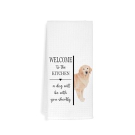 Funny Kitchen Hand Towels Dishcloths for Dog Mom Dad Labrador Lover Gifts,Welcome to The Kitchen a Dog Will Be with You Shortly,16x24 inch