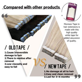 Moresoo Hair Extensions Tape in Blonde Mixed Natural Hair Extensions 20inch Hair Extensions Real Human Hair 20Pieces/50Grams Thick Hair Remy Tape in Hair Extensions