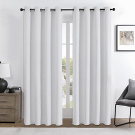 Joydeco 100% Blackout Curtains 120 Inches Long 2 Panels Set, Thermal Insulated Long Curtains& Drapes 2 Burg, Room Darkening Curtains for Bedroom Living Room Window (Pure White, W52 x L120 Inch)