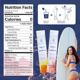 Salt of the Earth Premium Zero-Sugar Electrolyte Powder - Pink Himalayan Salt, Keto & Paleo Friendly, Unflavored Hydration Packets, 12 Sticks, Premium Ingredients