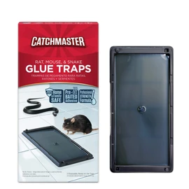 Baited Glue Traps by Catchmaster - 8 Pre-Baited Trays, Ready to Use Indoors. Rat Mouse Snake Exterminator Plastic Sticky Adhesive Easy No-Mess Simple Non-Toxic Disposable - Made in the USA