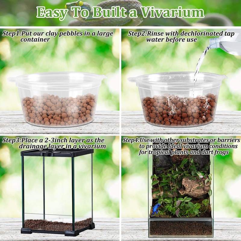Riare 2LBS Expanded Clay Balls Terrarium Substrate for Reptiles -