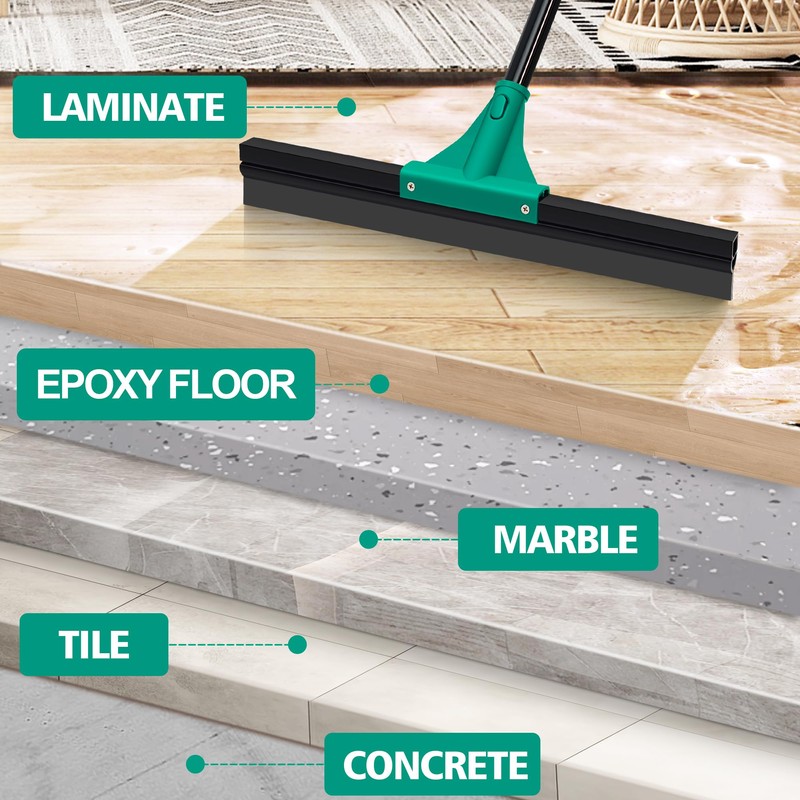 JEHONN Floor Squeegee Heavy Duty with 58.3 inches Long Handle,