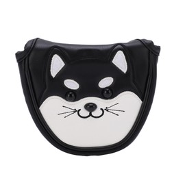 PU Leather Golf Putter Head Covers with Magnetic Closure Waterproof Cartoon Thicken Plush Golf Club Headcover(Black White )