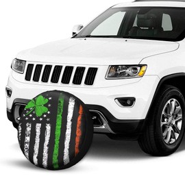 KOSUES Vintage Irish American Flag Spare Tire Cover Weatherproof Wheel Protectors Dust-Proof Sun Protection Wheel Tire Covers Universal Fit for Truck SUV RV Camper Trailer Car Accessories 15 inch