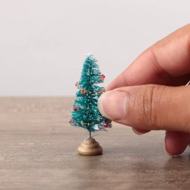 Lot of 6 Dollhouse Miniature 1:12 Frosted Bottle Brush Decorated Christmas Trees