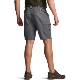CQR Men's Hiking Cargo Shorts, Quick Dry Stretch Tactical Outdoor Shorts, Lightweight Camping Golf Shorts with Multi Pockets, Rocky Shorts Jet Grey, 36W x 10L