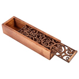 4 Sorten Holz Bleistift Fall Box Desktop Stationery Lagerung Organizer Student Schule Büro Swirl grass type Stiftebox aus Holz mit Klappdeckel