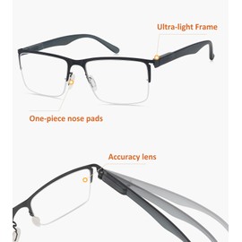 BFOCO 12-Pack Half-Rim Metal Reading Glasses for Men Lightweight Spring Hinges Readers Glasses Gentlemen +2.25