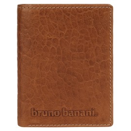 bruno banani Genuine Leather Wallet for Men and Women, Slim Fold Wallet with RFID Protection, Especially Lightweight Genuine Leather Wallet, 022122, Cognac, Standard size, Casual