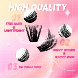 Lash Clusters 280pcs 80D 10-18mm Cluster Lashes Mixed Tray 3D Effect Volume Individual Lashes Cluster Eyelash Extensions Fluffy Soft D Curl DIY Lash Extension Kit at Home (80D-0.07-D,10-18mm)