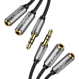 VIOY Headphone Splitter[2 Pack], Double 3.5mm Headphone Jack Audio Splitter Cable Male to Female Dual Earphone Splitter 2 way Headphone Extention