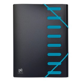 OXFORD Expandable 8 Pocket A4 Polypropylene Cover Two Tone Black Blue