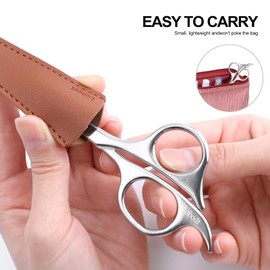 Lobodt 4.7 inch (silver) small Nose Hair Scissors, with Rounded Tip for Trimming Small Details Facial Hair, Ear Hair, Eyebrow，Eyelashes, mustache,bathroom，personal care beauty, and pet hair trims