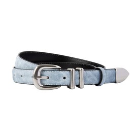 Yuangu Womens Belts for Jeans Dresses Ladies Leather Waist Belt with Silver Buckle (Light Blue Silver, 105cm/Fit Waist 25"-33")