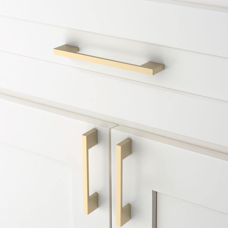 Amerdeco 10 Pack Brushed Brass Cabinet Pulls 5 Inch(128MM) Hole