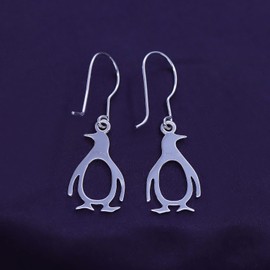 14k White Gold Over Sterling Silver Penguin Earrings Jewelry For Womens